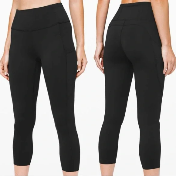 Lululemon Fast And Free High Rise Crop II Legging 24" Non Reflective Black 4 - Picture 8 of 8